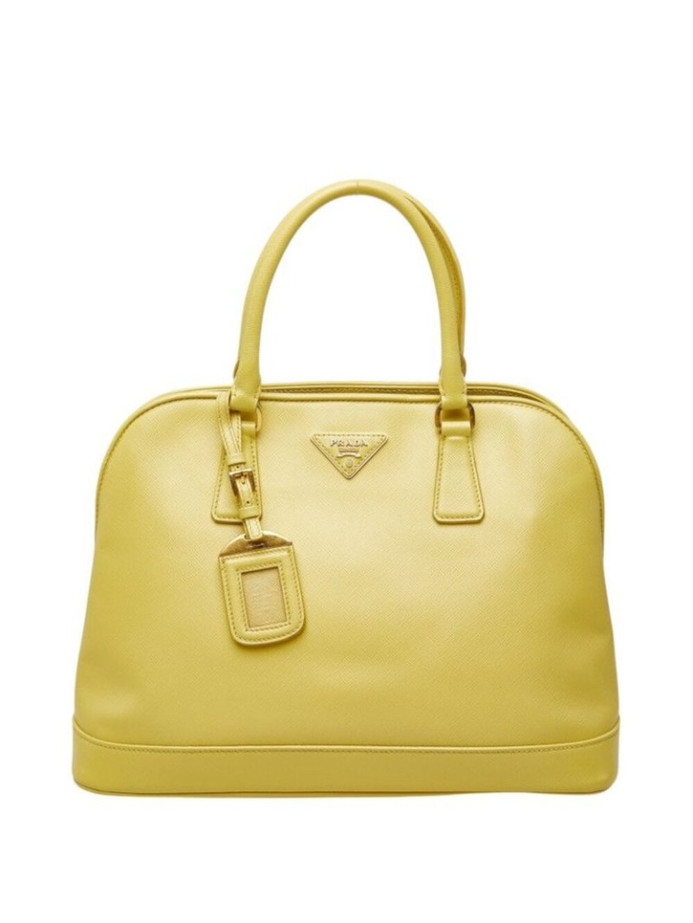 Prada Saffiano Promenade Handbag Handle Yellow Leather